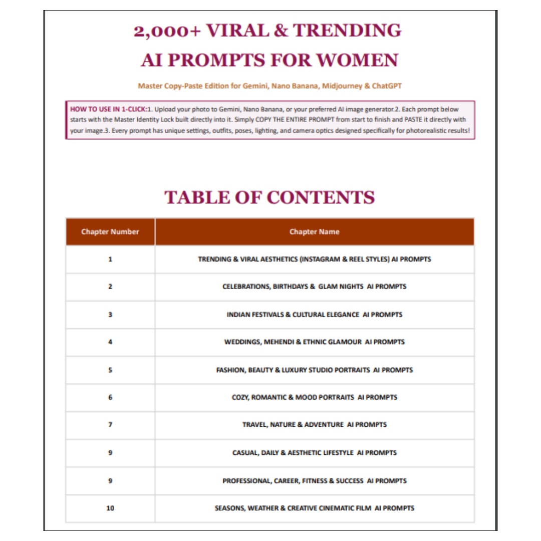 2000+ AI Prompts to create Trending & Viral Images (for Female)